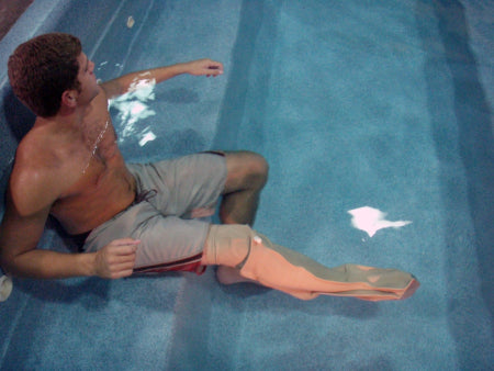 Swimming with a waterproof prosthesis